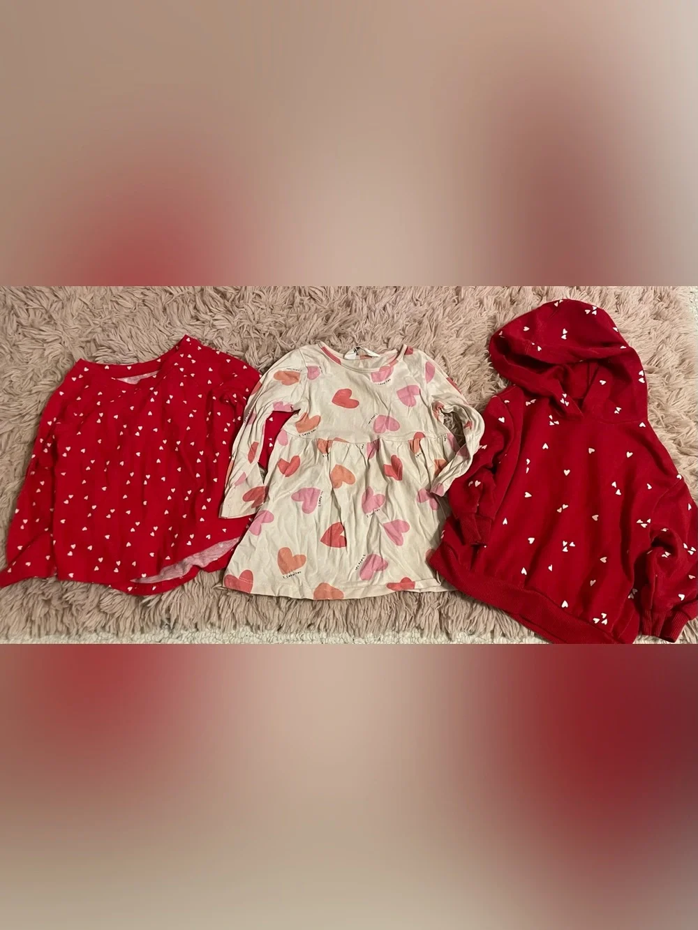 Toddler Girl 2T Valentine’s Day Clothing Bundle - 3 Items (Tops & Dress)